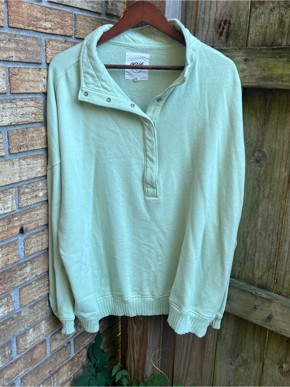 aerie Mint Green Snap-Front Pullover Sweatshirt